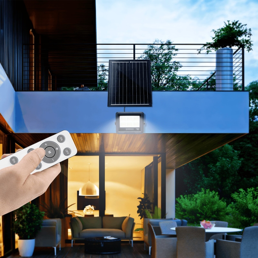 Aigostar - Светодиодный прожектор на солнечной батарее с регулированием яркости LED/100W/3,4V IP65 + дистанционное управление