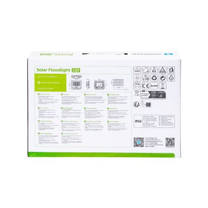 Aigostar - Светодиодный прожектор на солнечной батарее с регулированием яркости LED/100W/3,4V IP65 + дистанционное управление