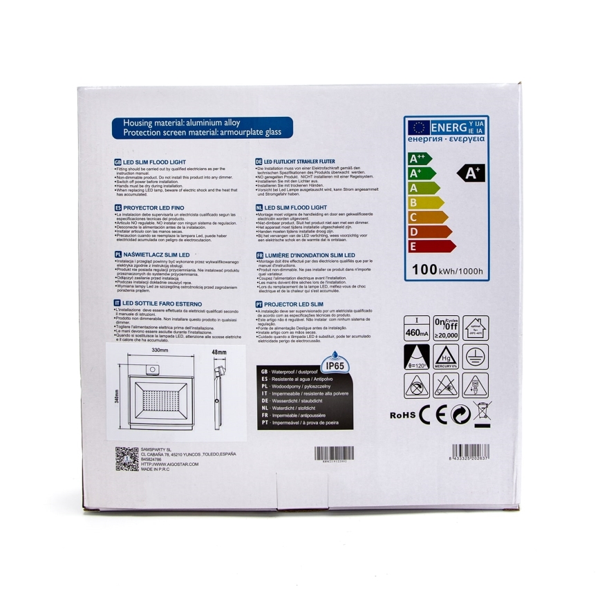 Aigostar - Светодиодный прожектор с датчиком LED/100W/230V 4000K IP65 белый