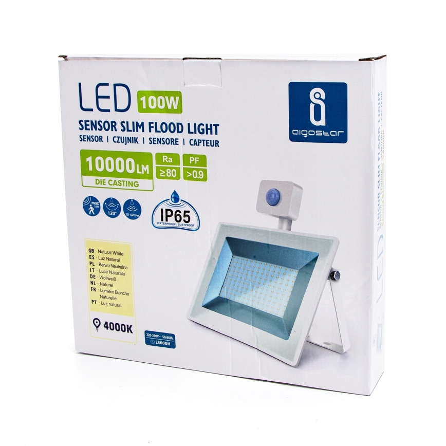 Aigostar - Светодиодный прожектор с датчиком LED/100W/230V 4000K IP65 белый
