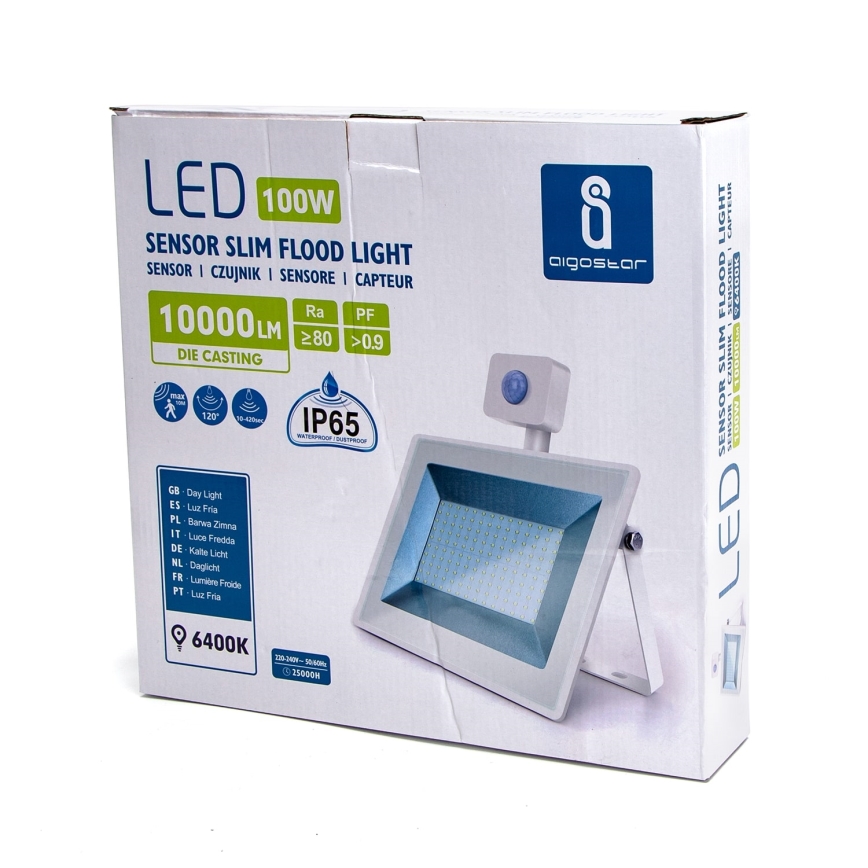 Aigostar - Светодиодный прожектор с датчиком LED/100W/230V 6400K IP65 белый