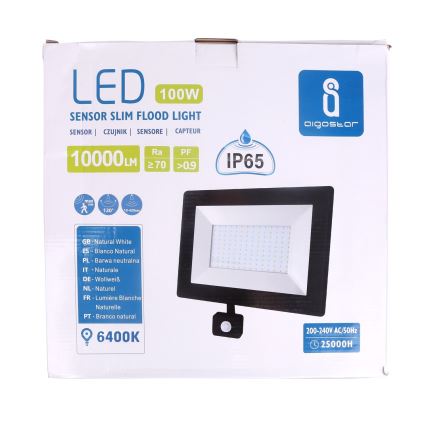 Aigostar - Светодиодный прожектор с датчиком LED/100W/230V IP65 черный