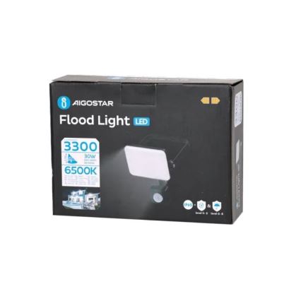 Aigostar - Светодиодный прожектор с датчиком LED/30W/230V 6500K IP65 черный