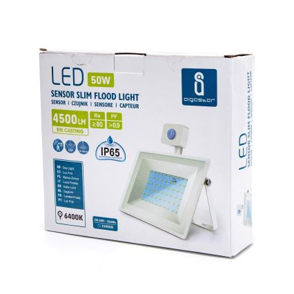 Aigostar - Светодиодный прожектор с датчиком LED/50W/230V 6400K IP65 белый