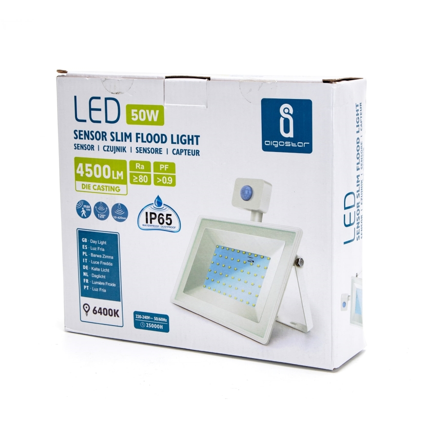 Aigostar - Светодиодный прожектор с датчиком LED/50W/230V 6400K IP65 белый