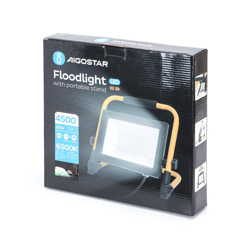 Aigostar - Светодиодный прожектор со стойкой LED/50W/230V 6500K IP65