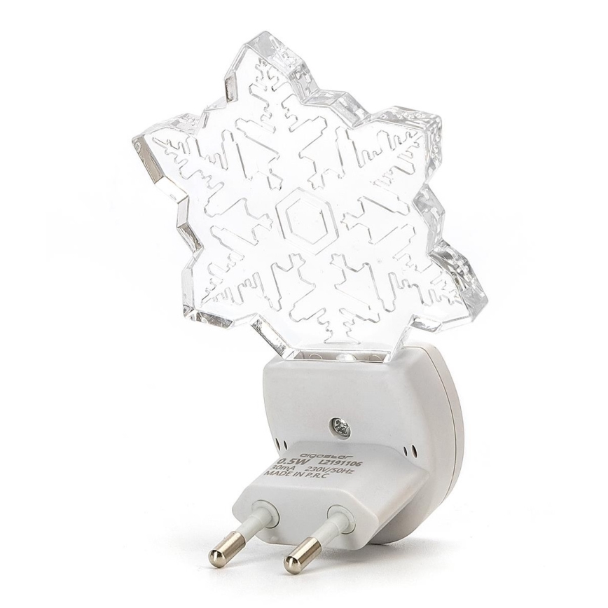 Aigostar - Светодиодный RGB-ночник с датчиком LED/0,5W/230V снежинка