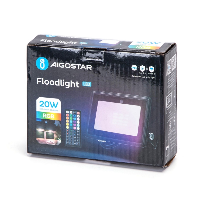 Aigostar - Светодиодный RGB-прожектор LED/20W/230V IP65 + дистанционное управление