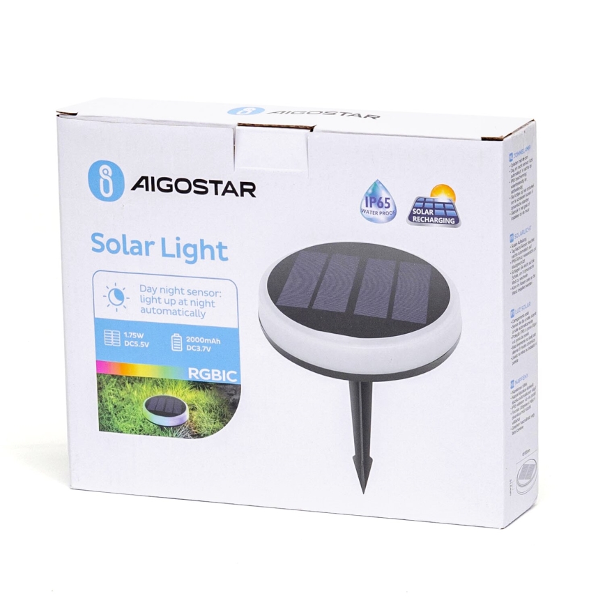 Aigostar - Светодиодный RGBIC-светильник на солнечной батарее LED/0,6W/3,7V IP65 2000 mAh