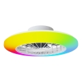 Aigostar - Светодиодный RGBW регулируемый потолочный светильник с вентилятором LED/40W/230V 2700-6500K диаметр 48,5 см белый + пульт дистанционного управления