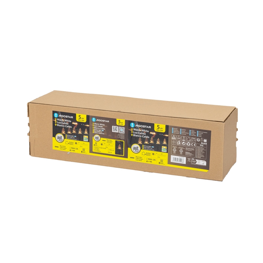 Aigostar - Светодиодный рождественский светильник на солнечной батарее LED/0,054W/1,2V 1 м IP65 теплый белый