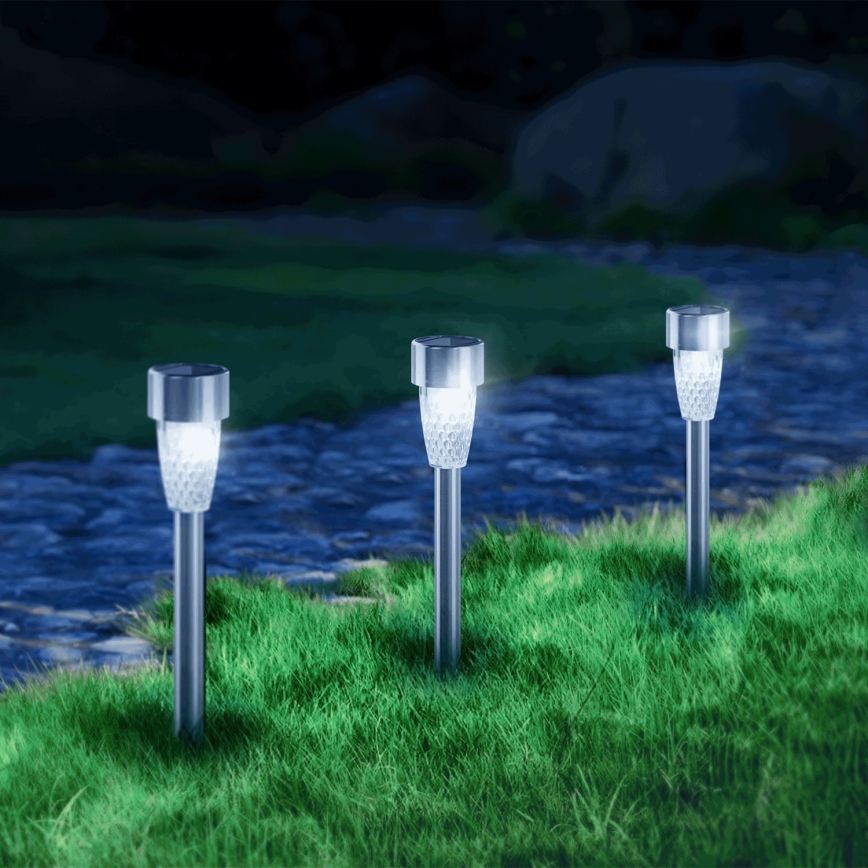 Aigostar - Светодиодный светильник на солнечной батарее LED/0,006W/1,2V 40 mAh 29,7 см матовый хром 6500K IP44
