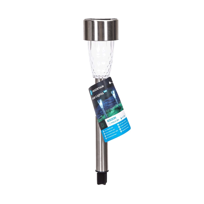 Aigostar - Светодиодный светильник на солнечной батарее LED/0,006W/1,2V 40 mAh 29,7 см матовый хром 6500K IP44