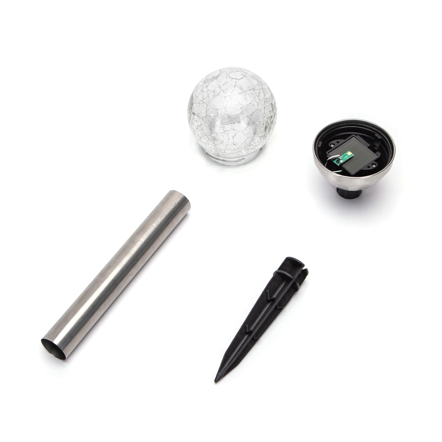 Aigostar - Светодиодный светильник на солнечной батарее LED/0,006W/1,2V 37,8 см матовый хром 6500K IP44 100 mAh