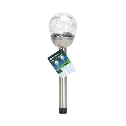Aigostar - Светодиодный светильник на солнечной батарее LED/0,006W/1,2V 37,8 см матовый хром 6500K IP44 100 mAh