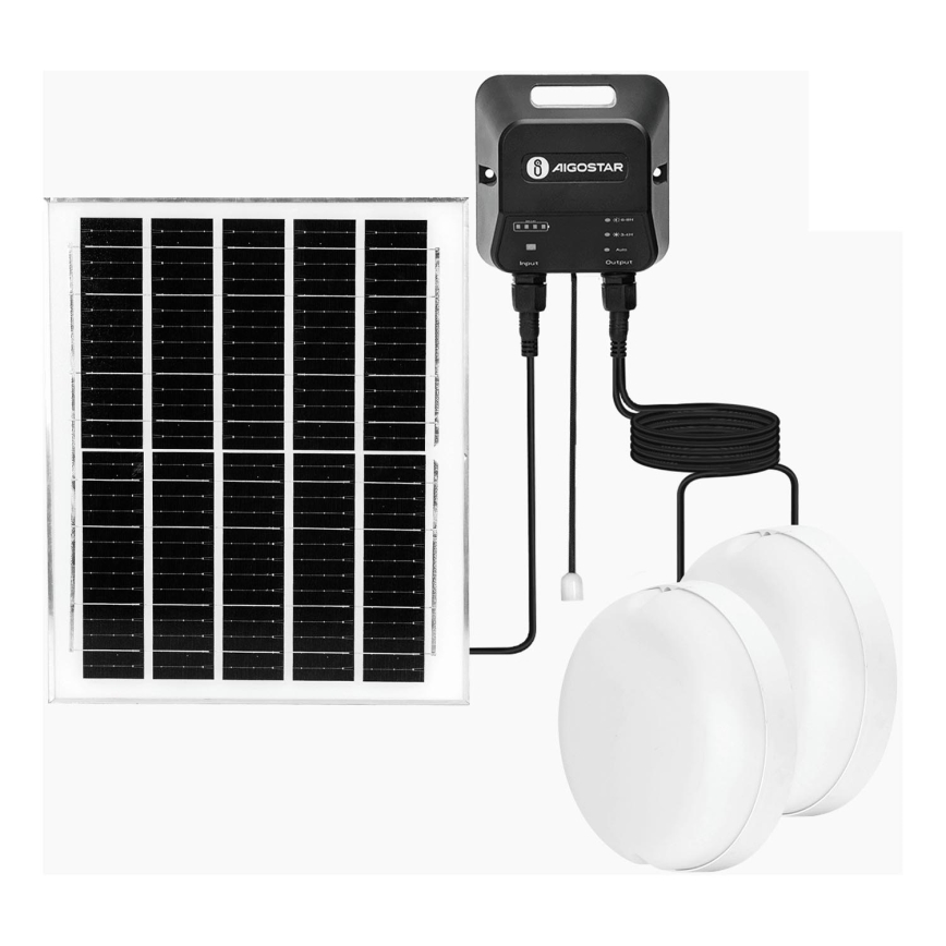Aigostar - Светодиодный светильник на солнечной батарее 2xLED/70W/12V 12000 mAh 6500K диаметр 20,5 см + дистанционное управление