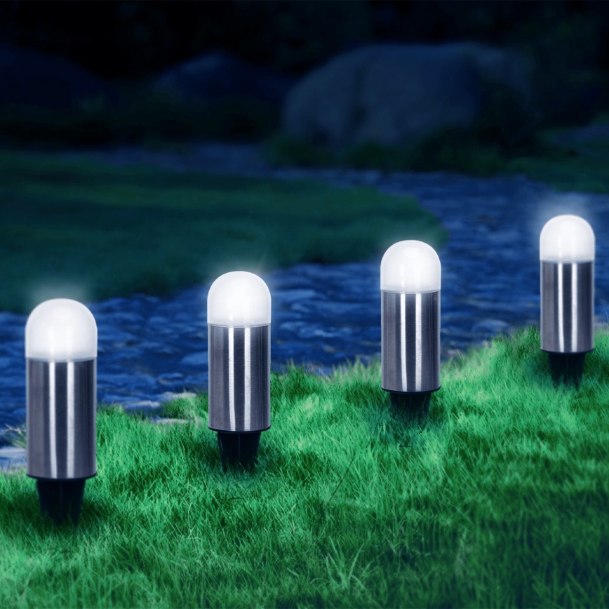 Aigostar - Светодиодный светильник на солнечной батарее LED/0,006W/1,2V 20 см матовый хром 40 mAh 6500K IP44