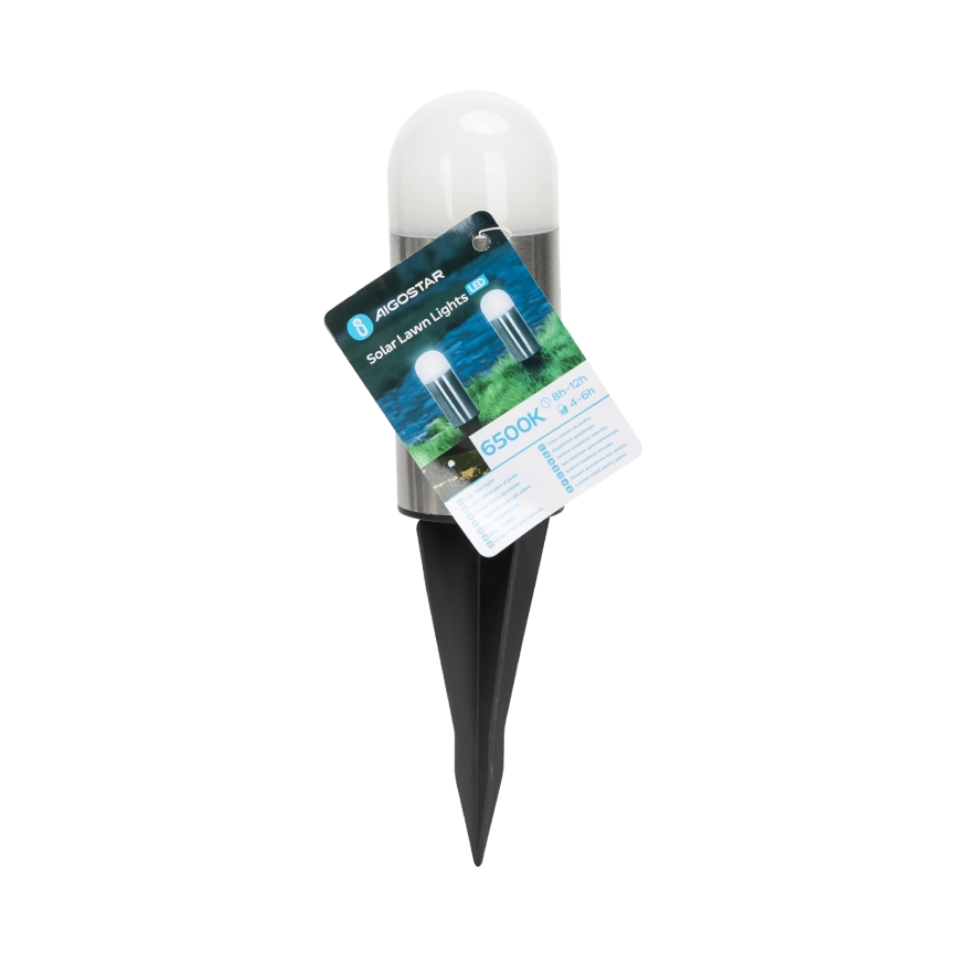 Aigostar - Светодиодный светильник на солнечной батарее LED/0,006W/1,2V 20 см матовый хром 40 mAh 6500K IP44