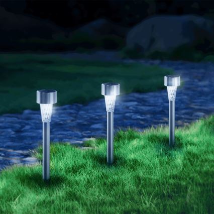 Aigostar - Светодиодный светильник на солнечной батарее LED/0,006W/1,2V 40 mAh 29,5 см матовый хром 6500K IP44