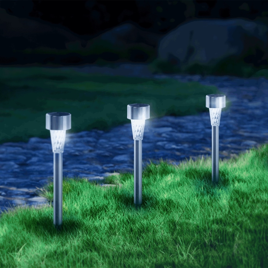 Aigostar - Светодиодный светильник на солнечной батарее LED/0,006W/1,2V 40 mAh 29,5 см матовый хром 6500K IP44