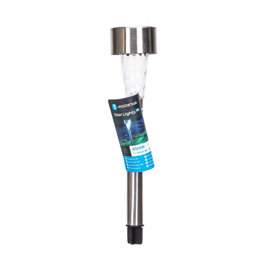 Aigostar - Светодиодный светильник на солнечной батарее LED/0,006W/1,2V 40 mAh 29,5 см матовый хром 6500K IP44