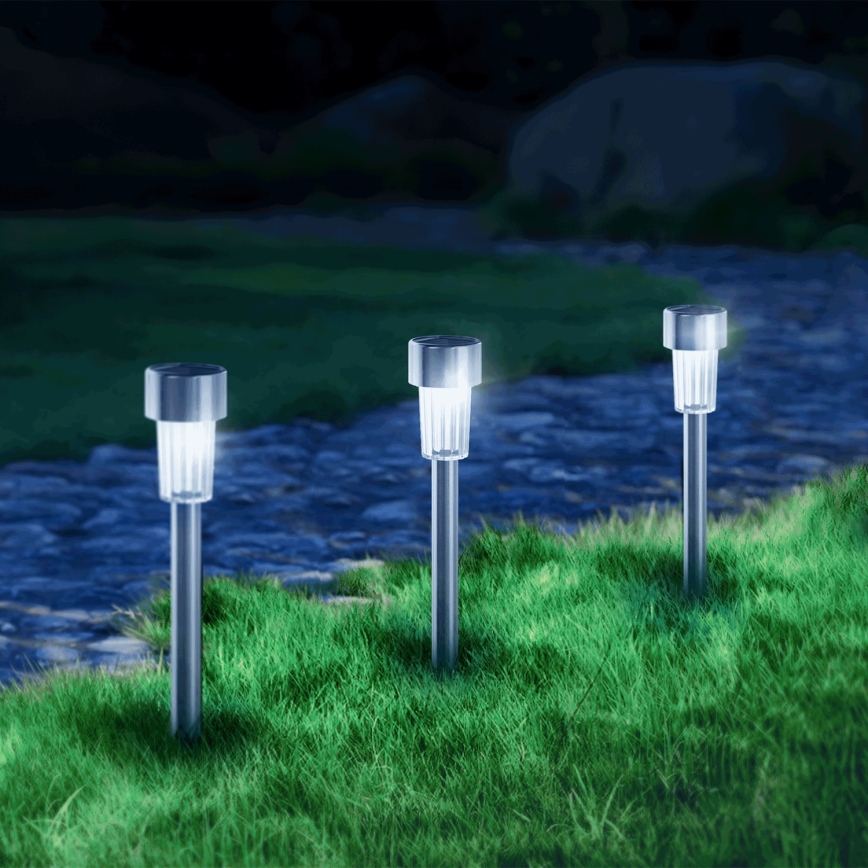 Aigostar - Светодиодный светильник на солнечной батарее LED/0,006W/1,2V 29,5 см 40 mAh матовый хром 6500K IP44