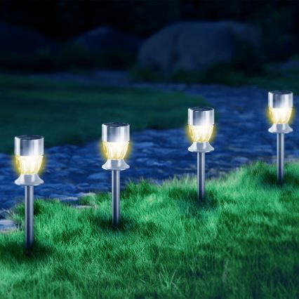Aigostar - Светодиодный светильник на солнечной батарее LED/0,006W/1,2V 35,5 см матовый хром 2700K IP44
