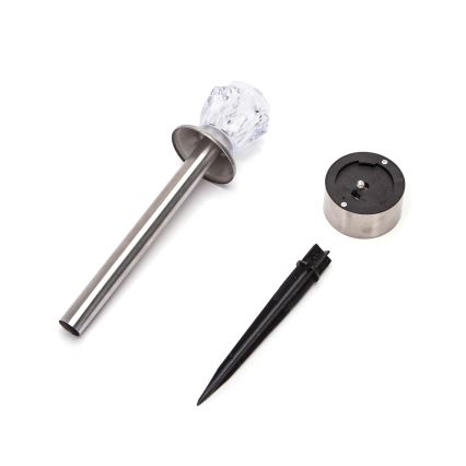 Aigostar - Светодиодный светильник на солнечной батарее LED/0,006W/1,2V 35,5 см матовый хром 2700K IP44