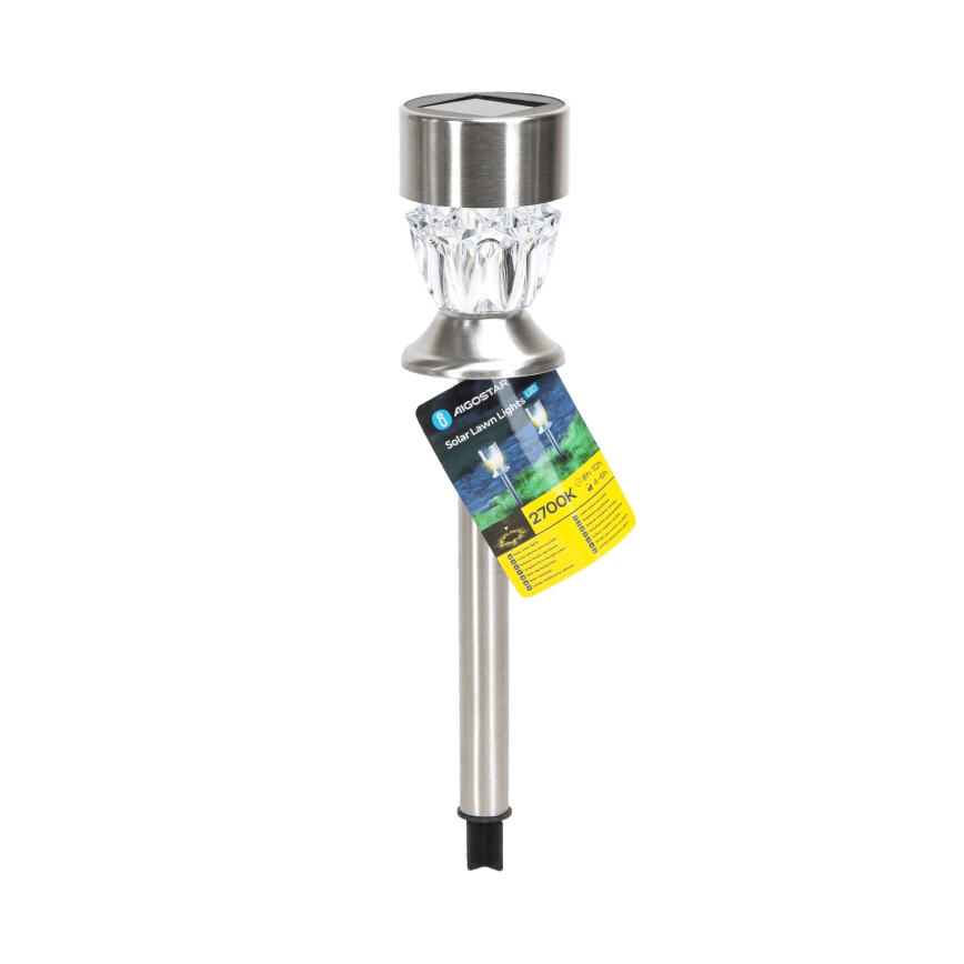 Aigostar - Светодиодный светильник на солнечной батарее LED/0,006W/1,2V 35,5 см матовый хром 2700K IP44