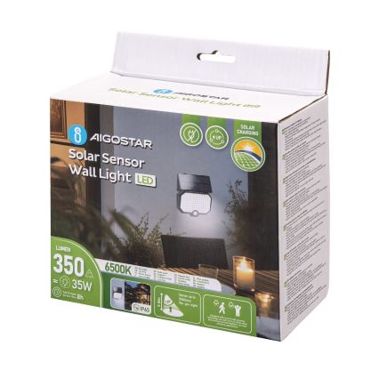 Aigostar - Светодиодный светильник на солнечной батарее с датчиком движения LED/2,4W/3,7V IP65