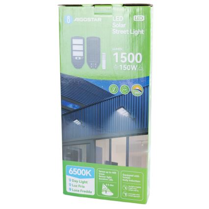 Aigostar - Светодиодный уличный фонарь на солнечной батарее с датчиком LED/150W/3,2V 8000mAh IP65 6500K + дистанционное управление