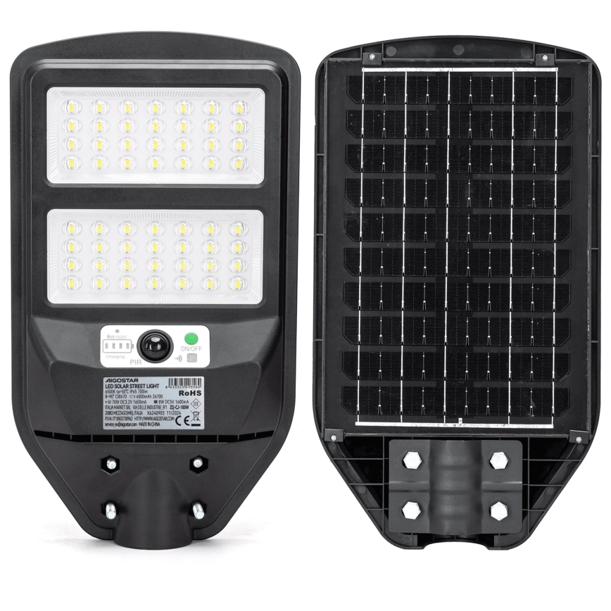 Aigostar - Светодиодный уличный фонарь на солнечной батарее с датчиком LED/70W/3,2V 4000mAh IP65 6500K + дистанционное управление