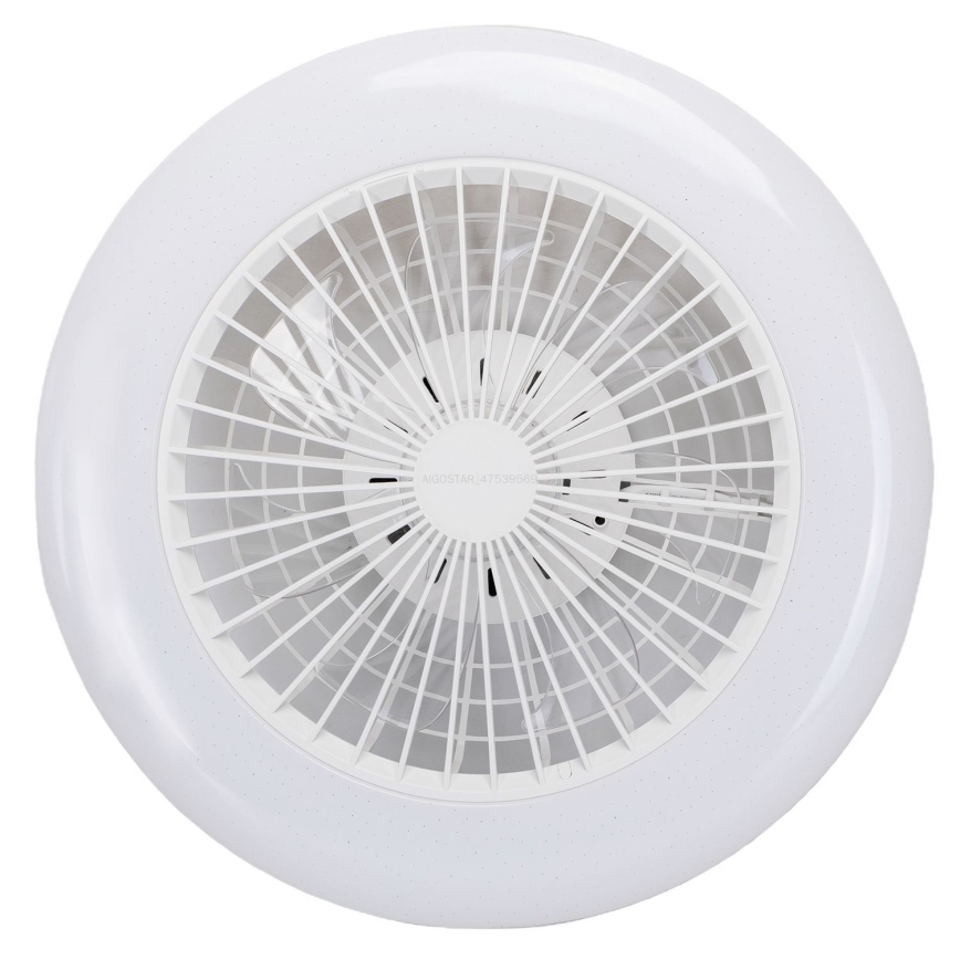Aigostar - Светодиодный регулируемый потолочный светильник с вентилятором LED/40W/230V 2700-6500K диаметр 48,5 см белый + пульт дистанционного управления