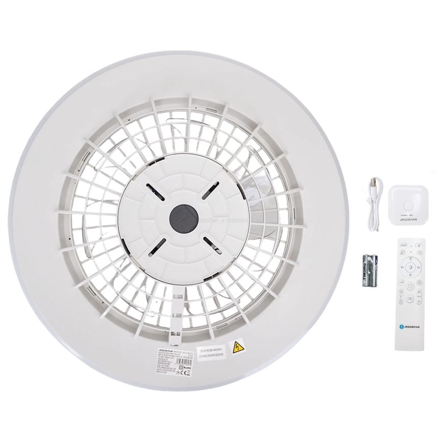 Aigostar - Светодиодный регулируемый потолочный светильник с вентилятором LED/40W/230V 2700-6500K диаметр 48,5 см белый + пульт дистанционного управления