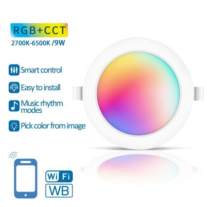 Aigostar - Светодиодный встроенный RGBW-светильник с регулированием яркости LED/9W/230V 2700-6500K диаметр 14,5 см Wi-Fi