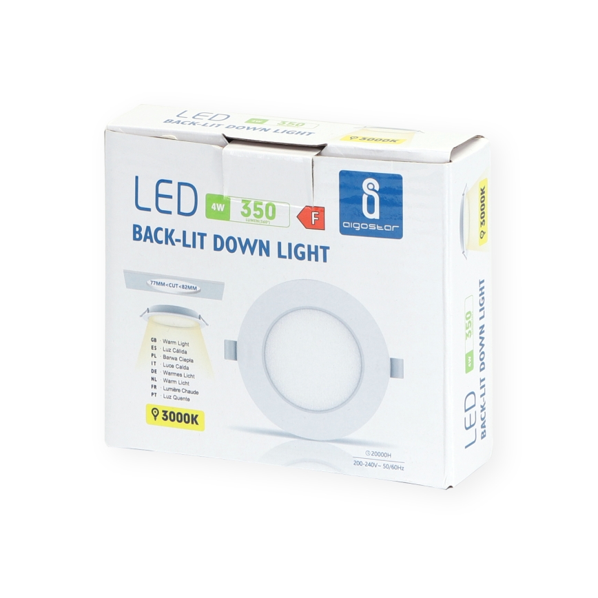 Aigostar - Светодиодный встроенный светильник LED/4W/230V 3000K диаметр 9,8 см белый