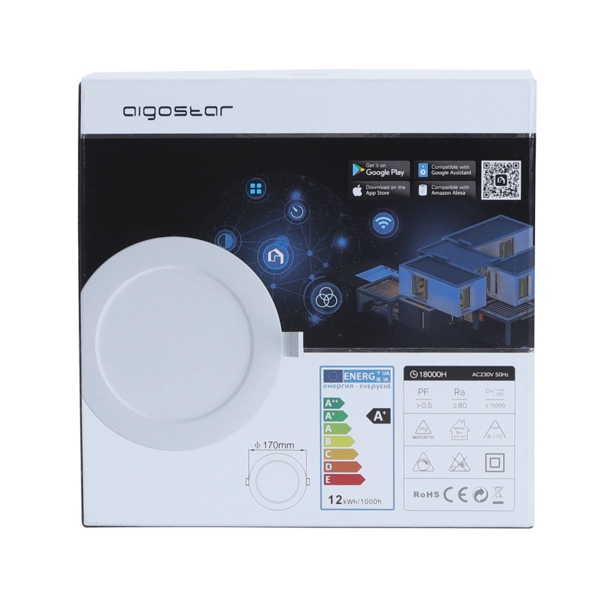 Aigostar - Светодиодный встроенный светильник с регулированием яркости 12W/230V диаметр 17 см Wi-Fi