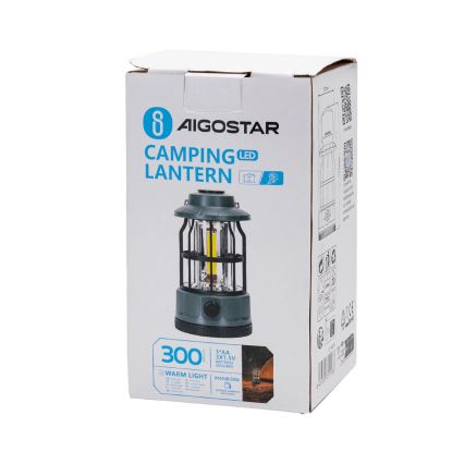 Aigostar - Светодиодный кемпинговый фонарь с регулированием яркости LED/3xAA зеленый 17,5 см