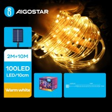 Aigostar - Светодиодная рождественская гирлянда на солнечной батарее 100xLED/8 функций 12 м IP65 теплый белый