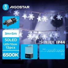 Aigostar - Светодиодная уличная рождественская гирлянда 50xLED/8 функций 8 м IP44 холодный белый