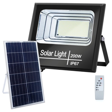 Aigostar - Светодиодный прожектор на солнечной батарее с регулированием яркости LED/200W/3,2V IP67 + пульт ДУ