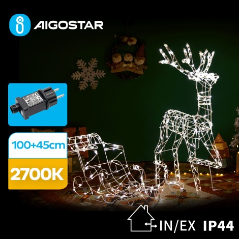 Aigostar - Светодиодное уличное украшение LED/3,6W/31/230V 2700K 90/45 см IP44 олень с санями