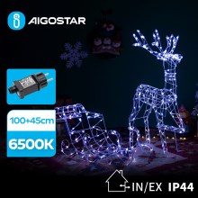 Aigostar - Светодиодное уличное украшение LED/3,6W/31/230V 6500K 90/45 см IP44 олень с санями