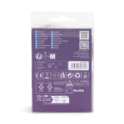 Aigostar - світлодіодна гірлянда 50xLED/3xAA 5,3m тепле біле