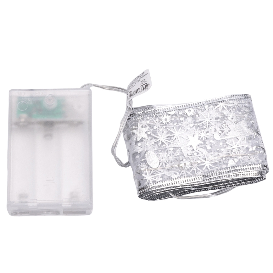 Aigostar — світлодіодна гірлянда, 50 світлодіодів, живлення 3×AA, 5 м, тепле біле світло, срібляста