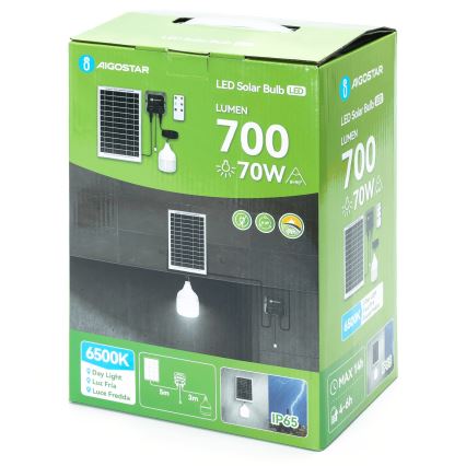 Aigostar - Світлодіодна люстра на сонячній батареї LED/70W/12V 6000 mAh 6500K діаметр 12 см + пульт дистанційного керування