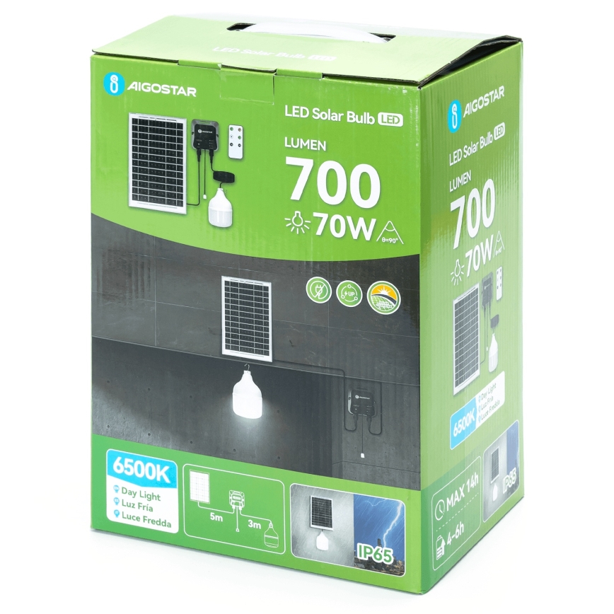 Aigostar - Світлодіодна люстра на сонячній батареї LED/70W/12V 6000 mAh 6500K діаметр 12 см + пульт дистанційного керування