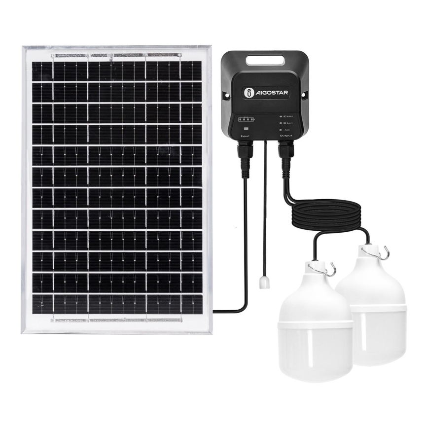 Aigostar - Світлодіодна люстра на сонячній батареї 2xLED/35W/12V 6000 mAh 6500K діаметр 10 см + пульт дистанційного керування