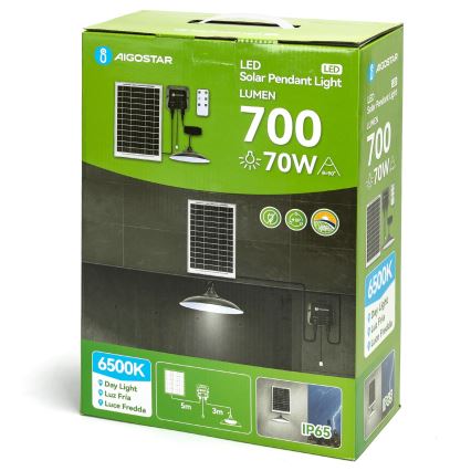 Aigostar - Світлодіодна люстра на сонячній батареї LED/70W/12V 6000 mAh 6500K діаметр 23,5 см + пульт дистанційного керування