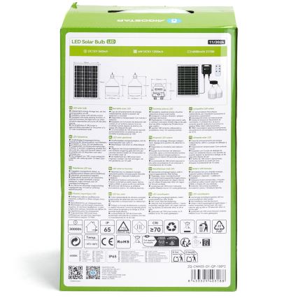 Aigostar - Світлодіодна люстра на сонячній батареї з датчиком 2xLED/35W/12V 6000 mAh 6500K діаметр 10 см + пульт дистанційного керування